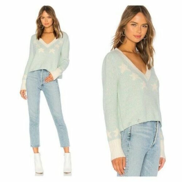 WILDFOX STAR GIRL ACE Cropped Sweater in Honolulu Blue - Picture 2 of 8